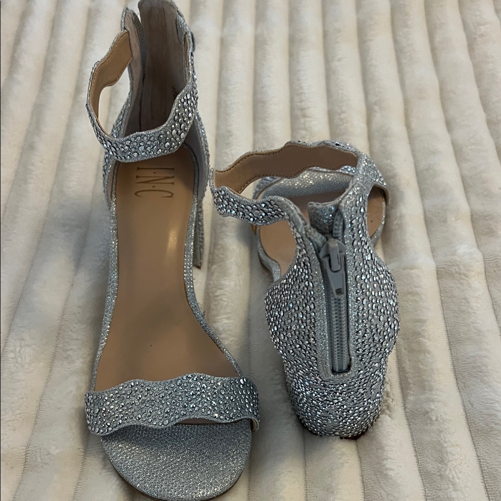 INC International Concepts Glittering Silver Heels